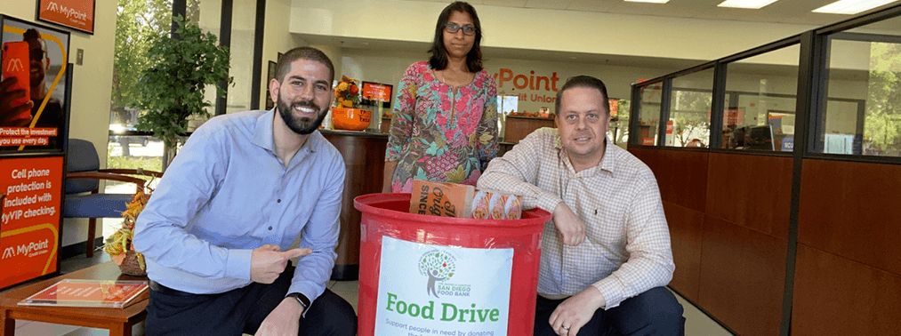 MyPoint Branch Fall Food Drive collection bin