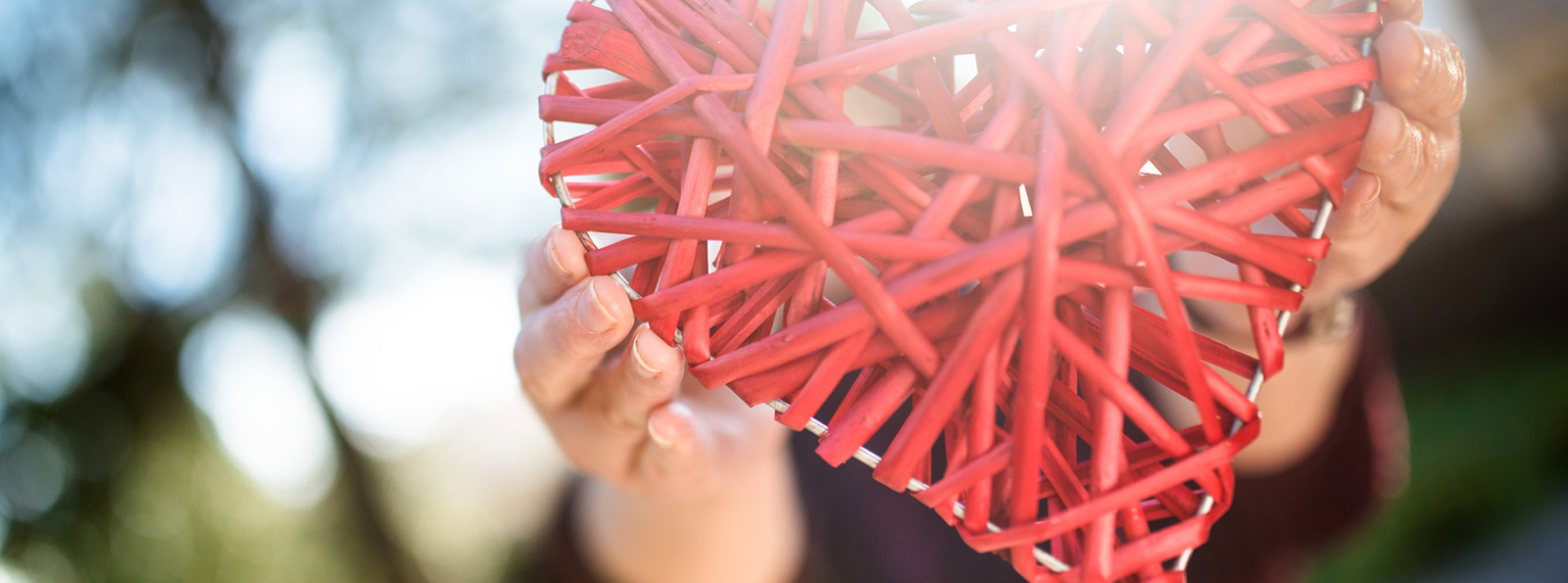 a red wicker heart