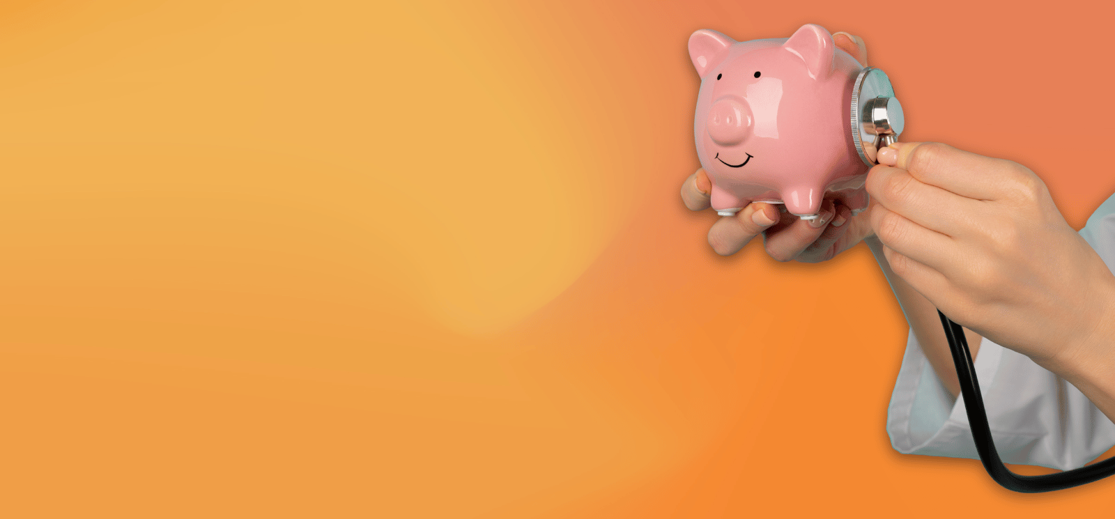Pink piggy bank with orange background.