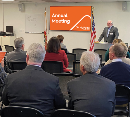 Group of members sitting in MyPoint's Annual Meeting.